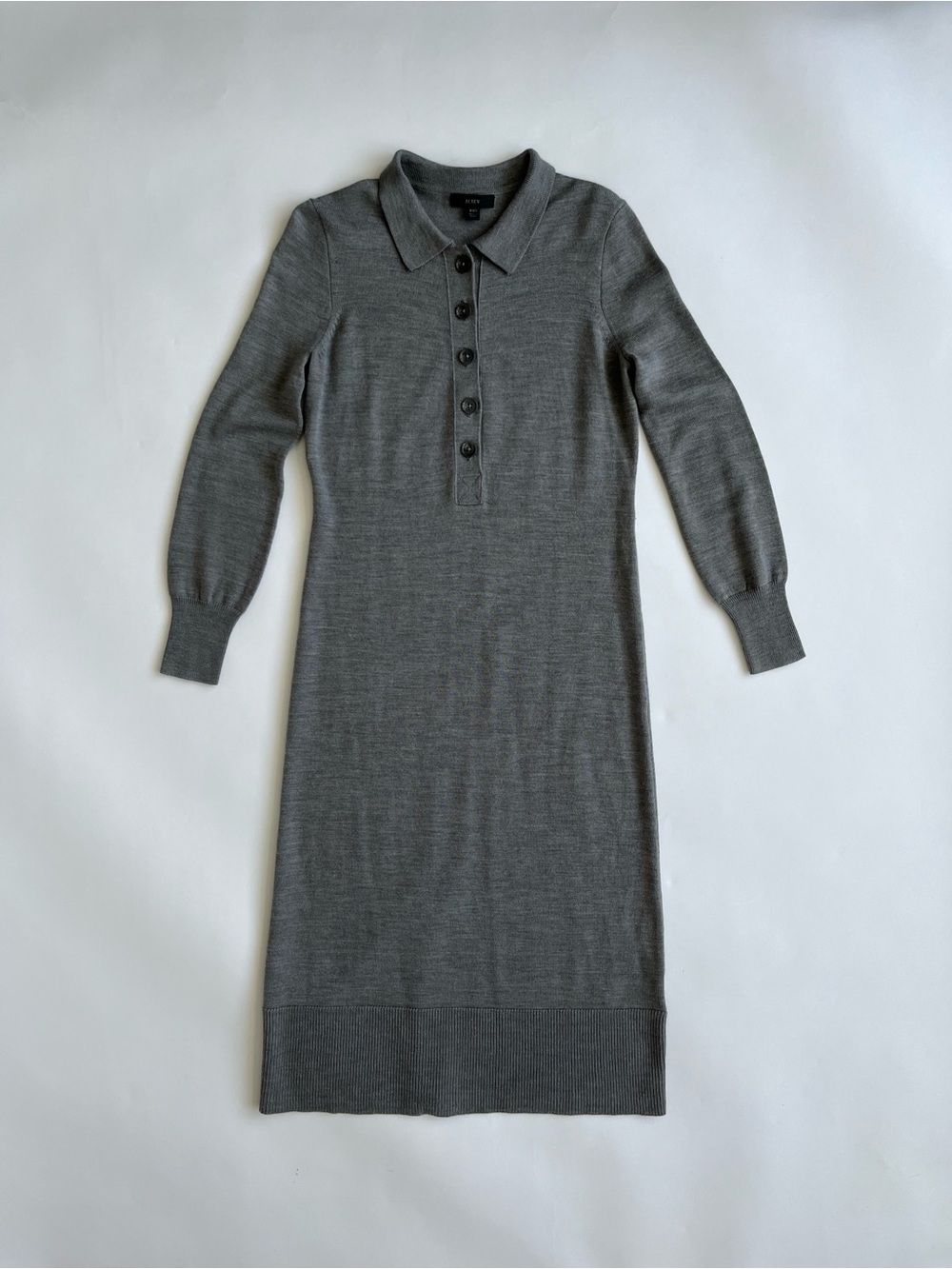 J.Crew Women’s Gray Merino Wool Knit Polo Midi Dress